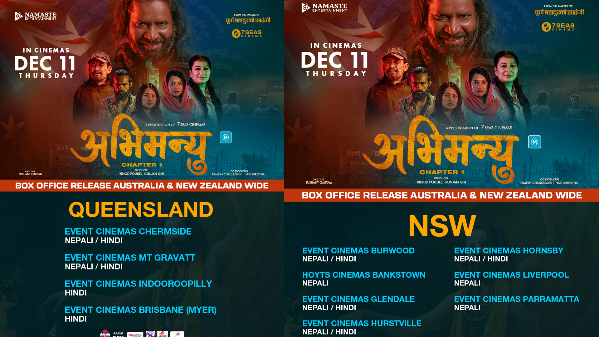 ‘अभिमन्यु : च्याप्टर–१’लाई अष्ट्रेलिया र न्युजिल्यान्डमा पाँच सय शो